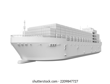 3d Rendering White Cargo Ship Or Vessel Model Isolated On White