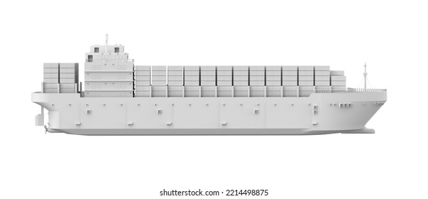 3d Rendering White Cargo Ship Or Vessel Model Isolated On White