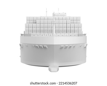 3d Rendering White Cargo Ship Or Vessel Model Isolated On White