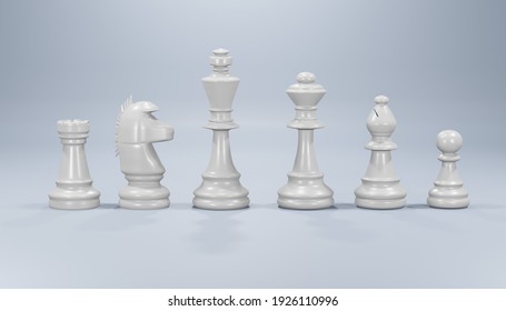 3D Rendering White Chess Concept