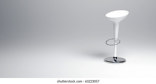 3D Rendering Of A White And Chrome Modern Stool