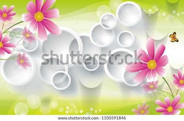 3D Rendering white circular background, wallpaper for walls. 