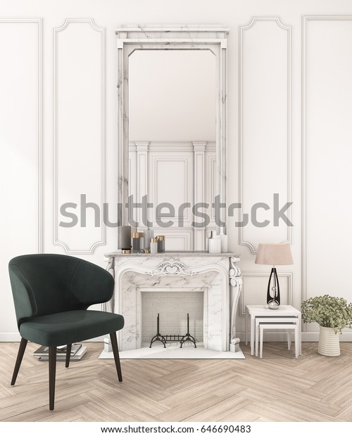 3d Rendering White Classic Wall Make Stock Illustration 646690483 Shutterstock
