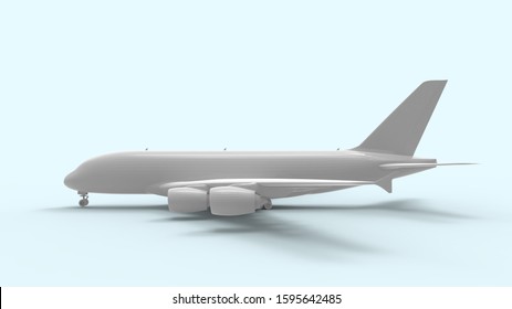 3d Rendering Of A White Commercial Jumbo Jet Isolated In Studio Background