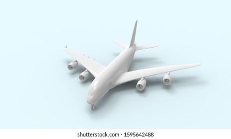 3d Rendering Of A White Commercial Jumbo Jet Isolated In Studio Background