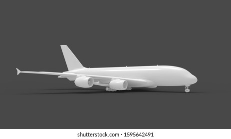 3d Rendering Of A White Commercial Jumbo Jet Isolated In Studio Background