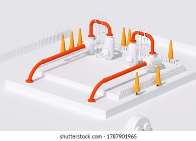 3D rendering white compressor station illustration