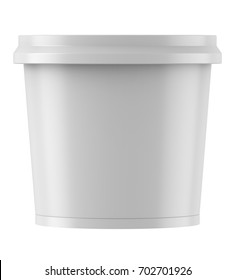 3D rendering White food plastic tub bucket container for dessert, yogurt, ice cream, sour cream, snack, butter, margarine or cheese, Mock Up Template
