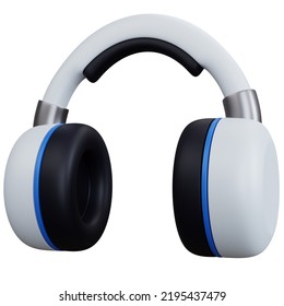 3d Rendering White Headphone Isolated