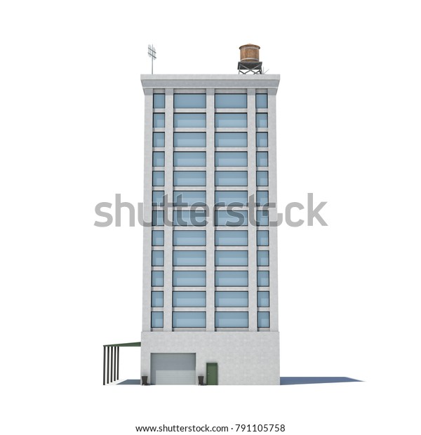 3d Rendering White High Office Building Stock Illustration 791105758