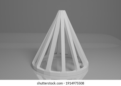 3d Rendering White Hollow Cone