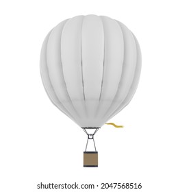 3d Rendering White Hot Air Balloon Isolated On White