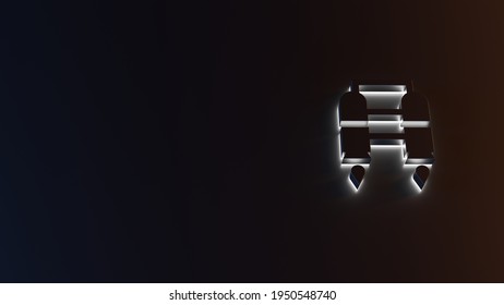 3d Rendering Of White Light Stripe Symbol Of Jet Pack For Flying On Dark Background With Blue And Orange Reflection