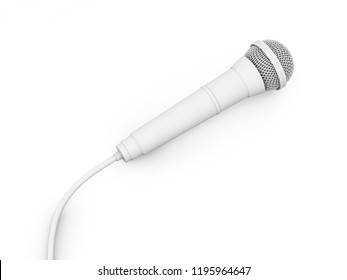 3d Rendering White Microphone Isolated