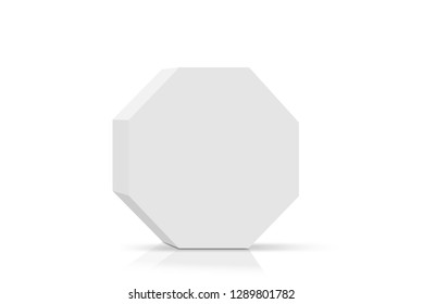 3D Rendering Of White Octagon Carton Isolated On White Background