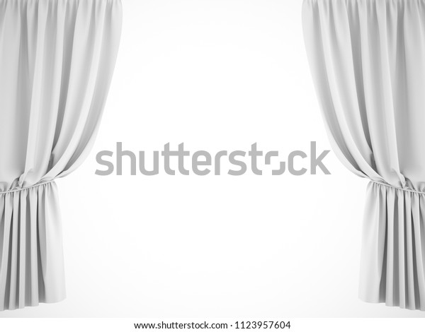白い背景に白いステージのカーテンを3dレンダリング のイラスト素材