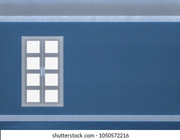 3d rendering. White window on blue copy space background.