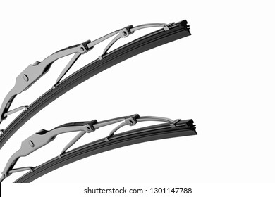 3D rendering. Windscreen wiper blade on a white background. Wiper blade for car. Spare parts, auto parts for driver safety. Wiper blade helps when it rains. Protection from rain cleaner wiper blade.