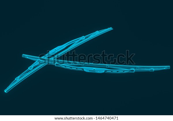 3D rendering. Windscreen wiper blade on a blue\
background. Wiper blade for car. Spare parts, auto parts for driver\
safety. Wiper blade helps when it rains. Protection from rain\
cleaner wiper blade.