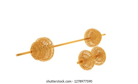 3d rendering of a wired object in yellow on isolated on white background