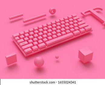 3d Rendering Wireless Computer Keyboard