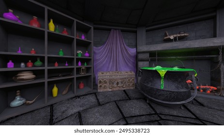 3D rendering of the wizard room
