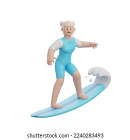 3D Rendering Woman Surfing with Ski - Powered by Shutterstock