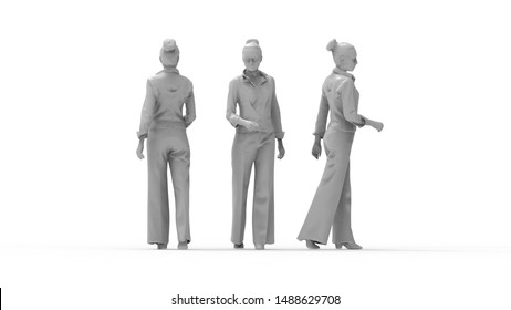 3d rendering of a woman walking isolated in white studio background