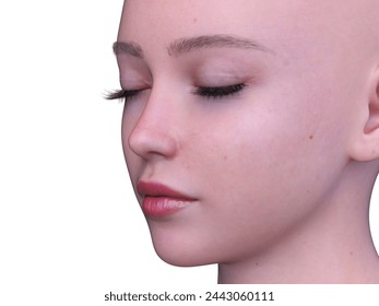 3D rendering of a woman's face close-up