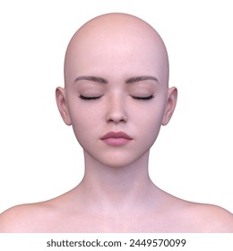 3D rendering of a woman's face close-up