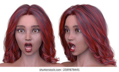 3D rendering of a woman's face close-up