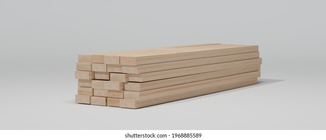 3D rendering. Wood beams, wooden plank isolated on white background. Construction material. - Powered by Shutterstock