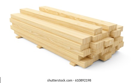 3D rendering Wooden beams and planks. Construction material. - Powered by Shutterstock