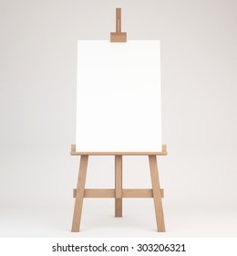 3d Rendering Of A Wooden Easel