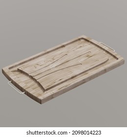 3d Rendering Of Wooden Kitchen Chopper