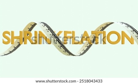 3d rendering of the word "SHRINKFLATION" and a coiled measuring tape with black markings, this tactic used by manufacturers to increase prices without explicitly raising them on the label
