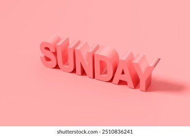 3d rendering of the word Sunday against a soft pink background, creating a modern typography design with a touch of depth and dimension - Powered by Shutterstock