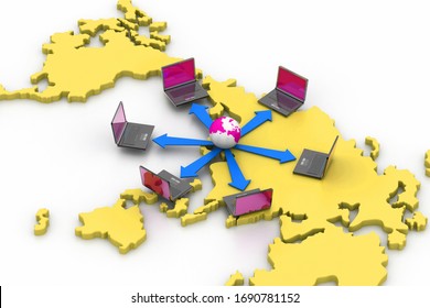 3d rendering of World Computer network