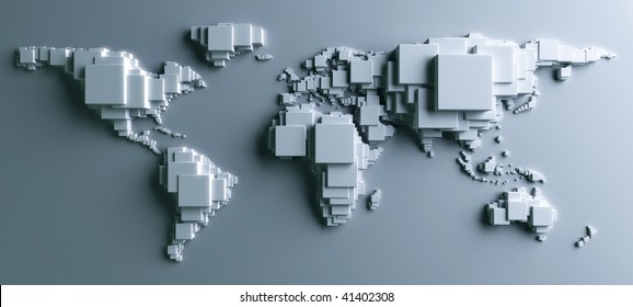 3d rendering of the world made out of blocks