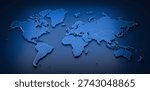 3D rendering of a world map with area outlines. 3D illustration of a world map with country outlines.

**For the reviewers: This is the result of a 3D program called Blender. This is not AI work.