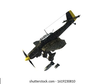 3D Rendering Of A World War Two German Dive Bomber Diving.