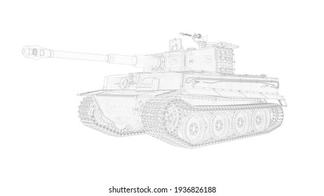 3D Rendering Of A World War Two Tank Isolated On White Background