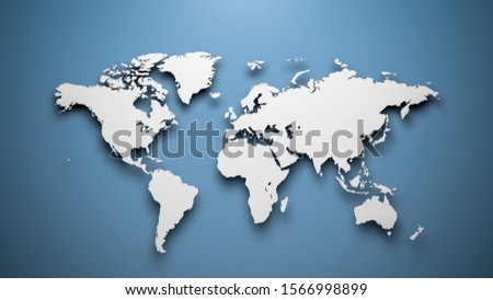 3d Rendering - Worldmap on Blue Background