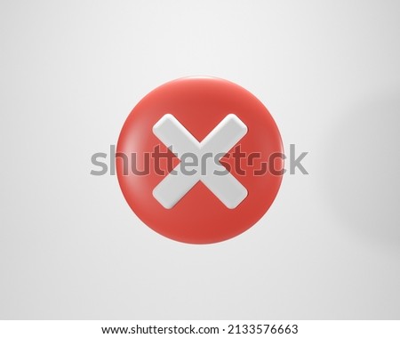 3D rendering Wrong Mark Circle Red Symbol Circle Red Botton icon Circle 