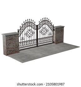 3d rendering of a wrought iron gate