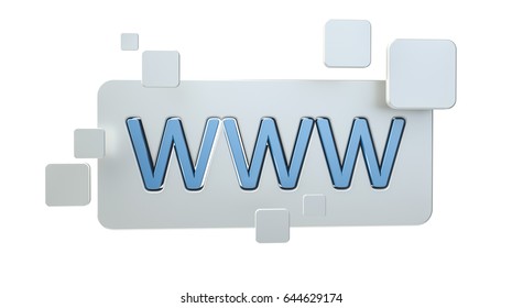 3D rendering www web icon bar on white background