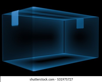 3d Rendering X Ray Carton Box Isolated On Black