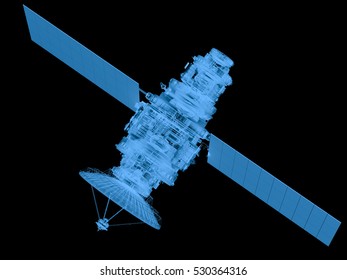 3d Rendering X Ray Satellite Isolated On Black