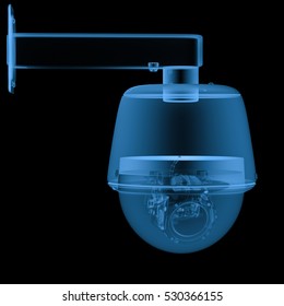 3d Rendering X Ray Security Camera Or Cctv Camera Isolated On Black