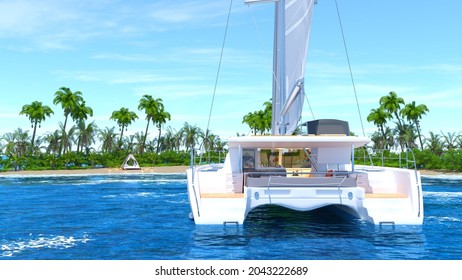 3D rendering of a yacht